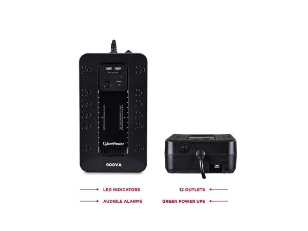 CyberPower ST900U Standby UPS System, 900 VA / 500 Watts, 12 Outlets, 2 USB Charging Ports, Compact - Image 5