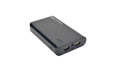 Tripp Lite Black 12000 mAh Portable Dual-Port Mobile Power Bank USB Battery Charger with LED Flashlight UPB-12K0-2U
