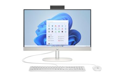 HP All-in-One Computer 24-cr0036 Ryzen 5 7000 Series 7520U (2.80GHz) 8 GB LPDDR5 256 GB PCIe SSD 23.8″ Touchscreen Windows 11 Home 64-bit