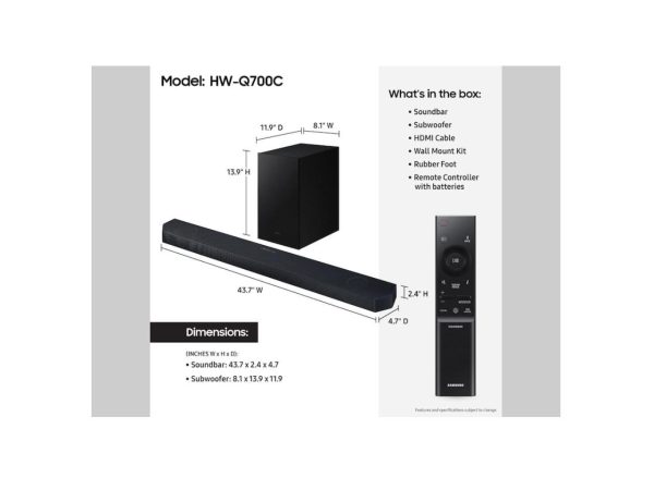 Samsung Q-series 3.1.2 ch. Wireless Dolby ATMOS Soundbar w/ Q-Symphony / HW-Q700C (2023) - Image 5