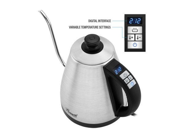 Rosewill Pour-Over Electric Gooseneck Kettle, 1L, Kettle for Coffee and Tea, LED Display, Temperature Settings, Auto Shut-Off, Keep Warm, Rapid Boiling, Stainless Steel - (RHKT-17002) - Image 2