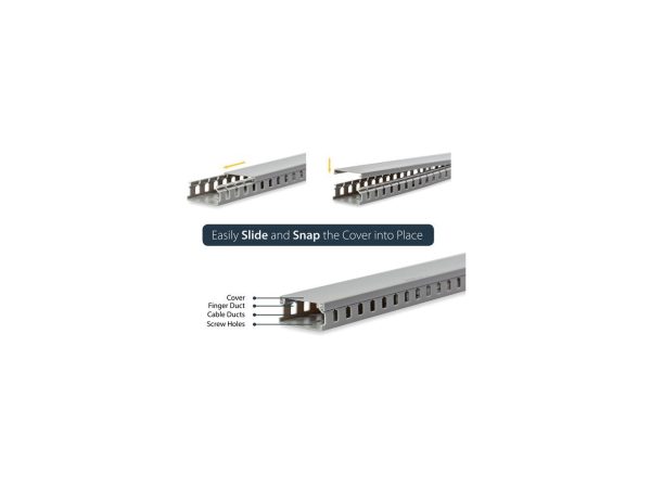 StarTech.com AD105X1 2inx1in Open Slot Wiring Cable Raceway Duct with Cover, Gray - 5.6 ft. - Image 4