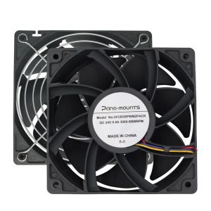 2-Pack 24V DC 120mm High CFM 12038 120mm x 38mm 4.72inch 0.8A High Speed Dual Ball Bearing 4Pin PWM Brushless PC Computer CPU Case Miner Exhaust Ventilation Fan with Metal Guard Grill 3000-5000RPM