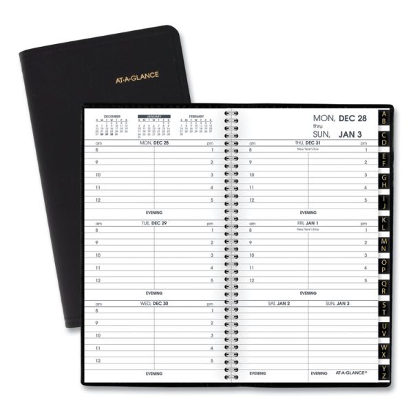 Compact Weekly Appointment Book, 6.25 x 3.25, Black Cover, 12-Month (Jan to Dec): 2024