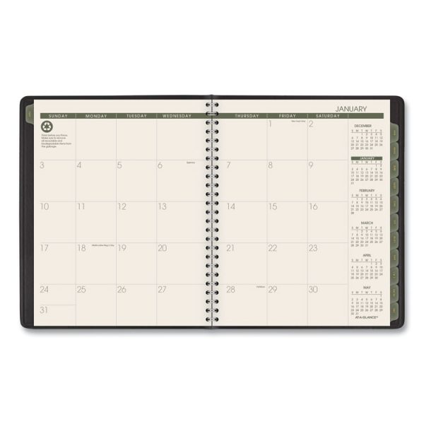 Recycled Monthly Planner with Perforated Memo Section, 8.75 x 7, Black Cover, 12-Month (Jan to Dec): 2024 - Image 2