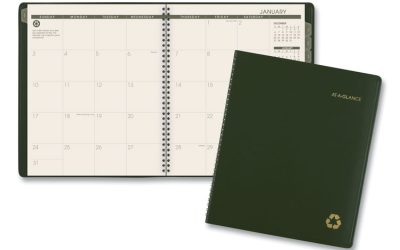Recycled Monthly Planner, 11 x 9, Green Cover, 13-Month (Jan to Jan): 2024 to 2025