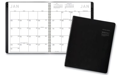 Contemporary Monthly Planner, Premium Paper, 11 x 9, Black Cover, 12-Month (Jan to Dec): 2024