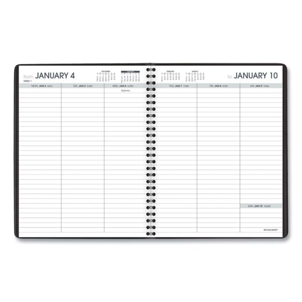 Weekly Planner Ruled for Open Scheduling, 8.75 x 6.75, Black Cover, 12-Month (Jan to Dec): 2024 - Image 2