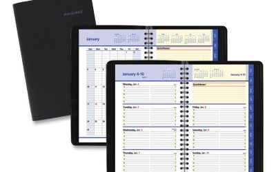 QuickNotes Weekly Block Format Appointment Book, 8.5 x 5.5, Black Cover, 12-Month (Jan to Dec): 2024