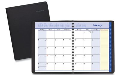 QuickNotes Monthly Planner, 11 x 8.25, Black Cover, 12-Month (Jan to Dec): 2024