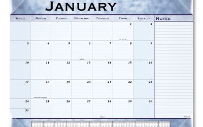 Slate Blue Desk Pad, 22 x 17, Blue Sheets, Clear Corners, 12-Month (Jan to Dec): 2024