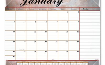 Marbled Desk Pad, Marbled Artwork, 22 x 17, White/Multicolor Sheets, Clear Corners, 12-Month (Jan to Dec): 2024