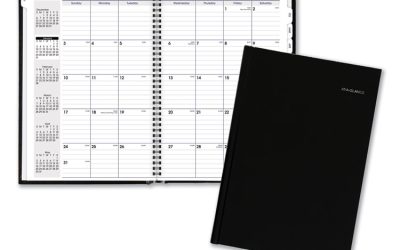 DayMinder Hard-Cover Monthly Planner, Ruled Blocks, 11.75 x 8, Black Cover, 14-Month (Dec to Jan): 2023 to 2025