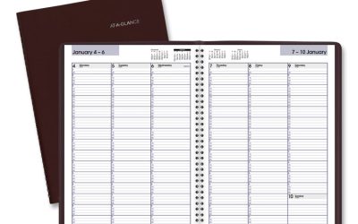DayMinder Weekly Appointment Book, Vertical-Column Format, 11 x 8, Burgundy Cover, 12-Month (Jan to Dec): 2024