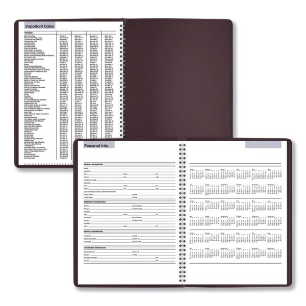 DayMinder Weekly Appointment Book, Vertical-Column Format, 11 x 8, Burgundy Cover, 12-Month (Jan to Dec): 2024 - Image 4