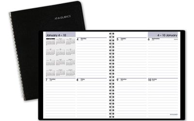 DayMinder Open-Schedule Weekly Appointment Book, 8.75 x 7, Black Cover, 12-Month (Jan to Dec): 2024