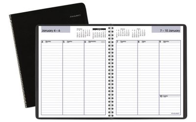 DayMinder Weekly Planner, Vertical-Column Format, 8.75 x 7, Black Cover, 12-Month (Jan to Dec): 2024