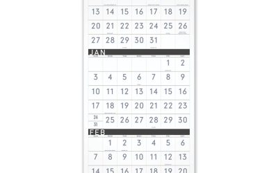 Three-Month Reference Wall Calendar, Contemporary Artwork/Formatting, 12 x 27, White Sheets, 15-Month (Dec-Feb): 2023 to 2025