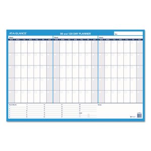 90/120-Day Undated Horizontal Erasable Wall Planner, 36 X 24, White/blue Sheets, Undated