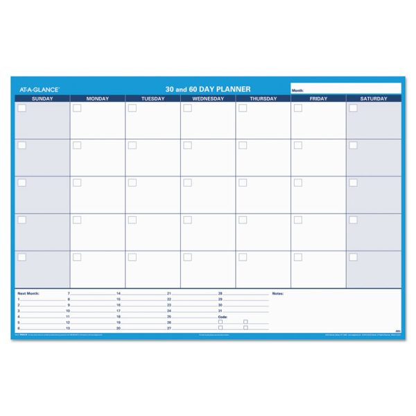30/60-Day Undated Horizontal Erasable Wall Planner, 48 X 32, White/blue Sheets, Undated - Image 2