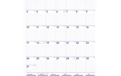 Monthly Wall Calendar with Ruled Daily Blocks, 20 x 30, White Sheets, 12-Month (Jan to Dec): 2024