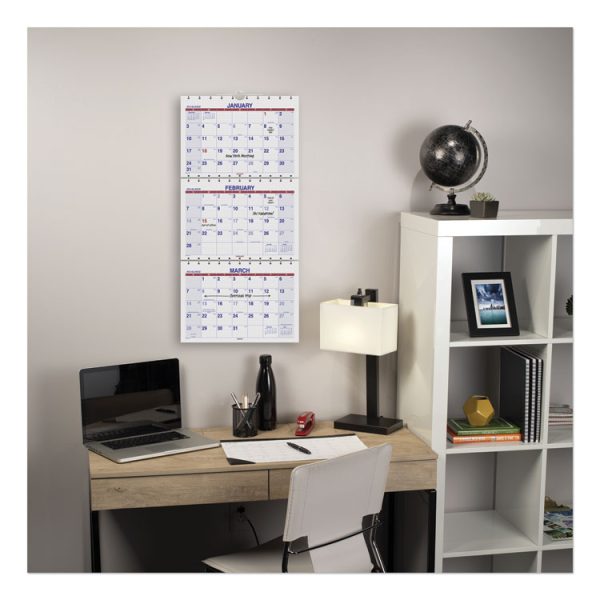 Move-A-Page Three-Month Wall Calendar, 12 x 27, White/Red/Blue Sheets, 15-Month (Dec to Feb): 2023 to 2025 - Image 4