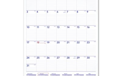 Erasable Wall Calendar, 15.5 x 22.75, White Sheets, 12-Month (Jan to Dec): 2024
