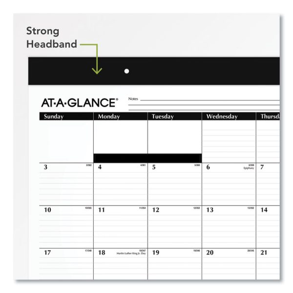 Monthly Refillable Desk Pad, 22 x 17, White Sheets, Black Binding, Black Corners, 12-Month (Jan to Dec): 2024 - Image 2