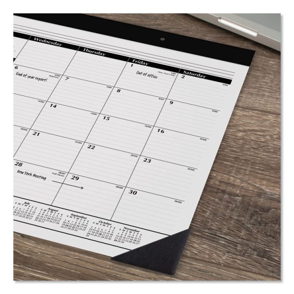 Monthly Refillable Desk Pad, 22 x 17, White Sheets, Black Binding, Black Corners, 12-Month (Jan to Dec): 2024 - Image 3