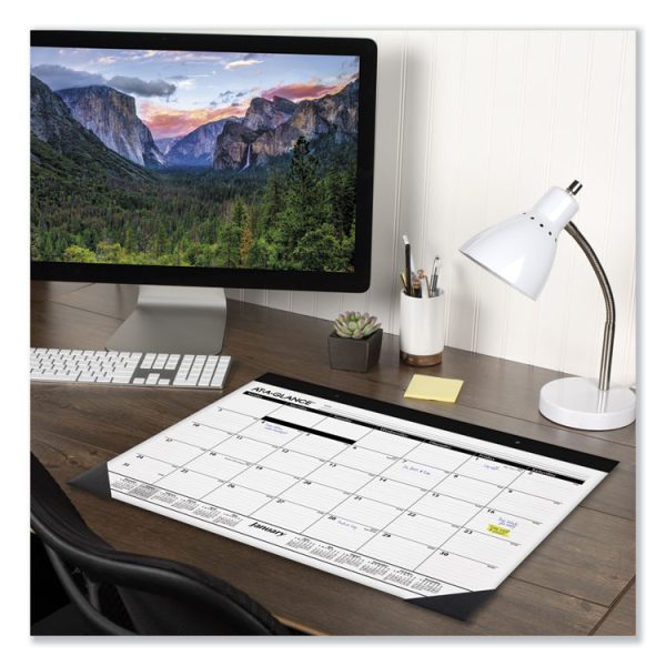 Monthly Refillable Desk Pad, 22 x 17, White Sheets, Black Binding, Black Corners, 12-Month (Jan to Dec): 2024 - Image 4