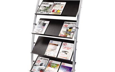 Mobile Literature Display, 32.38w X 20.13d X 65.38h, Silver Gray/black