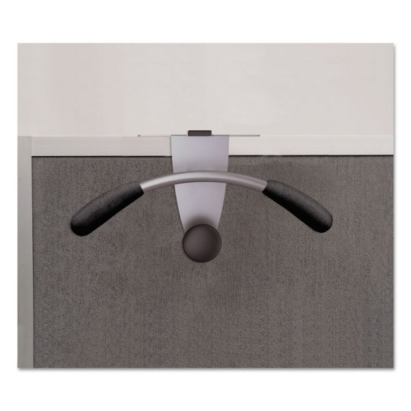 Hanger Shaped Partition Coat Hook, Metal/Foam/ABS, Silver/Black - Image 6