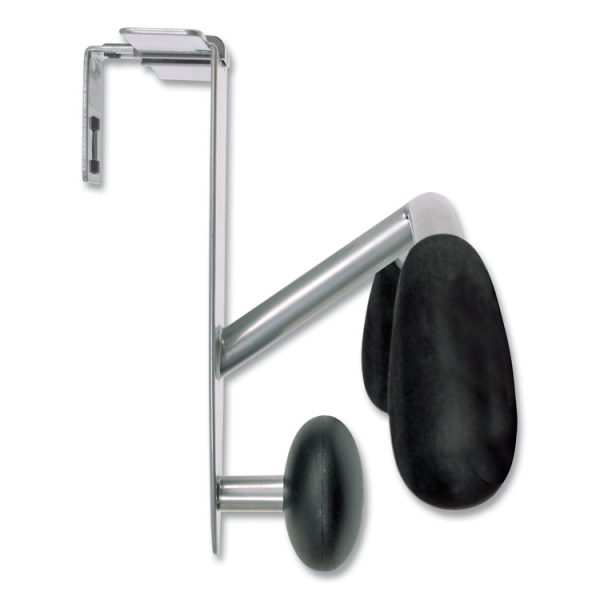 Hanger Shaped Partition Coat Hook, Metal/Foam/ABS, Silver/Black - Image 4