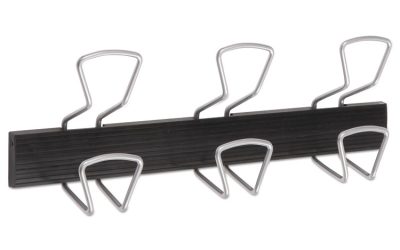 Wall-Mount Coat Hooks, 18.11 x 2.95 x 6.45, Metal, Silver, 22 lb Capacity