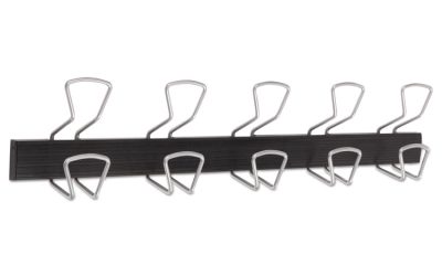 Wall-Mount Coat Hooks, 29.92 x 2.95 x 6.45, Metal, Silver, 22 lb Capacity