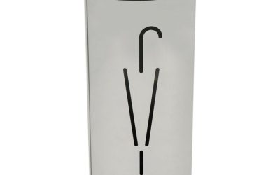 Triangular Umbrella Stand, Steel, 10.25w x 10.25d x 23.67h, Silver/Black