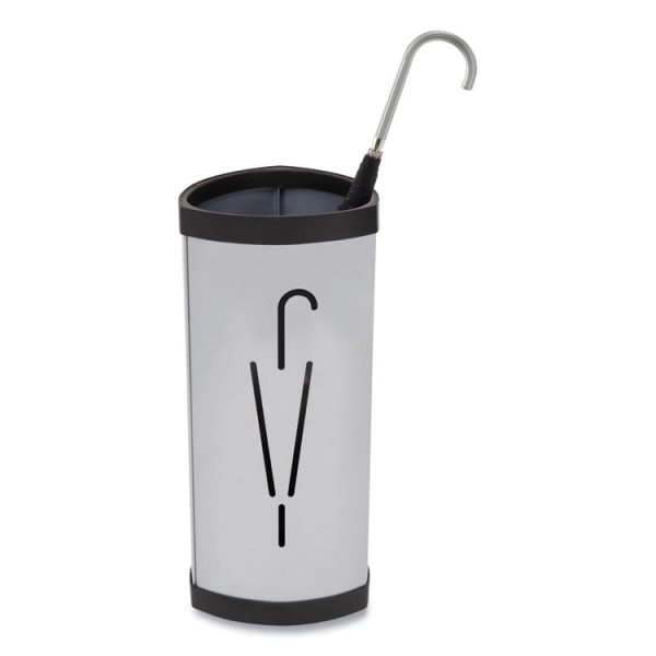 Triangular Umbrella Stand, Steel, 10.25w x 10.25d x 23.67h, Silver/Black - Image 3