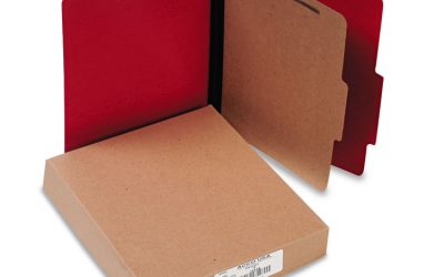 ColorLife PRESSTEX Classification Folders, 2″ Expansion, 1 Divider, 4 Fasteners, Letter Size, Executive Red Exterior, 10/Box