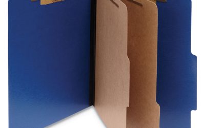 ColorLife PRESSTEX Classification Folders, 3″ Expansion, 2 Dividers, 6 Fasteners, Letter Size, Dark Blue Exterior, 10/Box