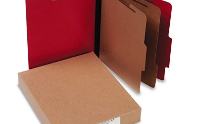 ColorLife PRESSTEX Classification Folders, 3″ Expansion, 2 Dividers, 6 Fasteners, Letter Size, Executive Red Exterior, 10/Box