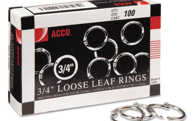 Metal Book Rings, 0.75″ Diameter, 100/Box