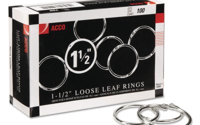 Metal Book Rings, 1.5″ Diameter, 100/Box