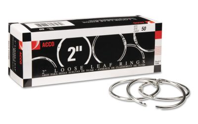 Metal Book Rings, 2″ Diameter, 50/Box