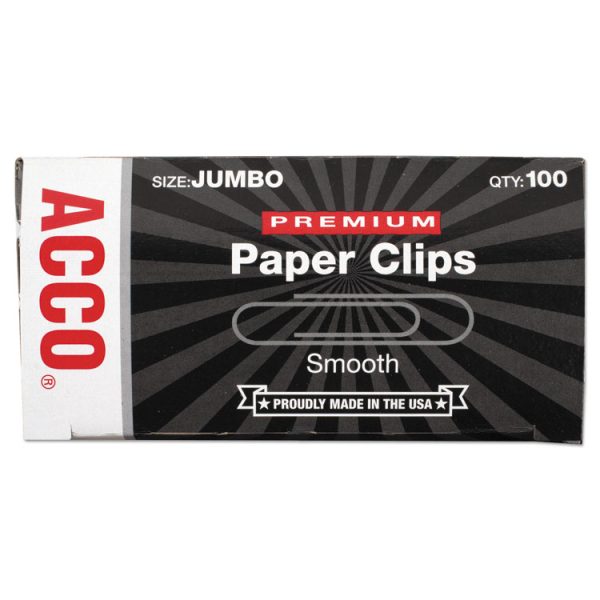 Premium Heavy-Gauge Wire Paper Clips, Jumbo, Smooth, Silver, 100 Clips/Box, 10 Boxes/Pack - Image 2
