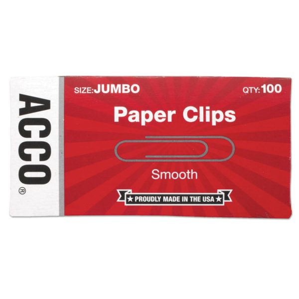 Paper Clips, Jumbo, Smooth, Silver, 100 Clips/Box, 10 Boxes/Pack - Image 2