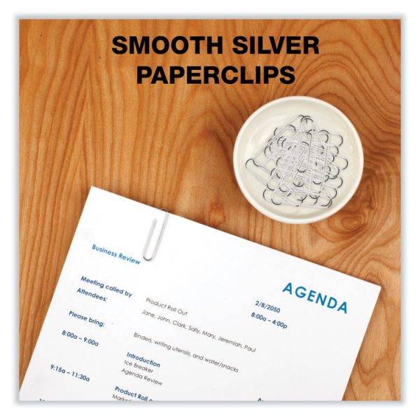 Paper Clips, Jumbo, Smooth, Silver, 100 Clips/Box, 10 Boxes/Pack - Image 5