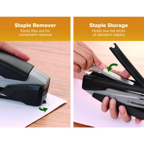 InPower One-Finger Eco-Friendly Desktop Stapler, 25-Sheet Capacity, Black/Gray - Image 4