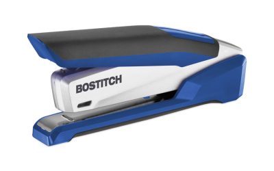 InPower One-Finger 3-in-1 Desktop Stapler with Antimicrobial Protection, 28-Sheet Capacity, Blue/Silver