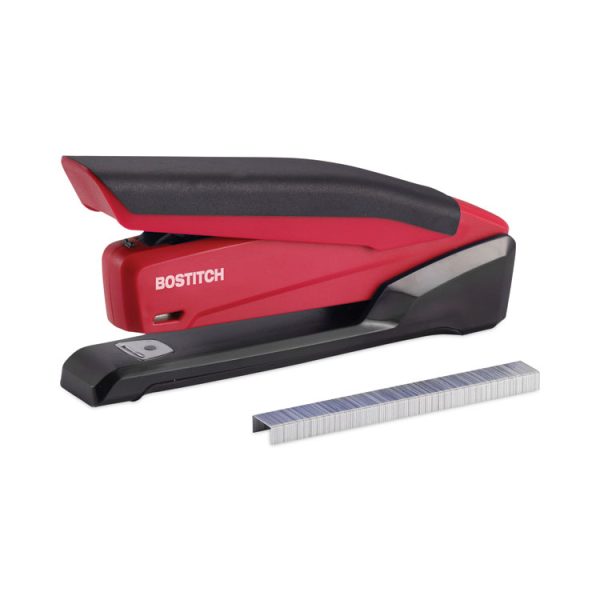 InPower One-Finger 3-in-1 Desktop Stapler with Antimicrobial Protection, 20-Sheet Capacity, Red/Black - Image 4