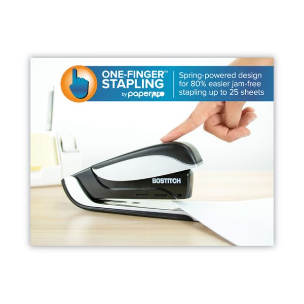 Spring-Powered Premium Desktop Stapler, 25-Sheet Capacity, Black/silver - Image 3